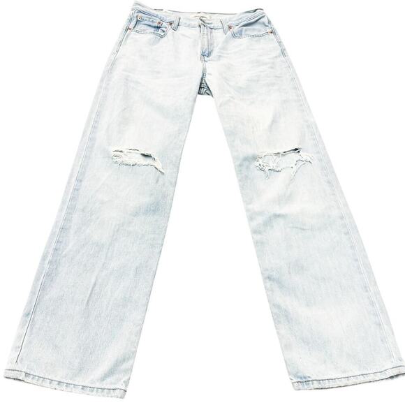 Levi’s Low Pro Straight Light Wash Ripped Denim Jeans Size 29 - Picture 2 of 9